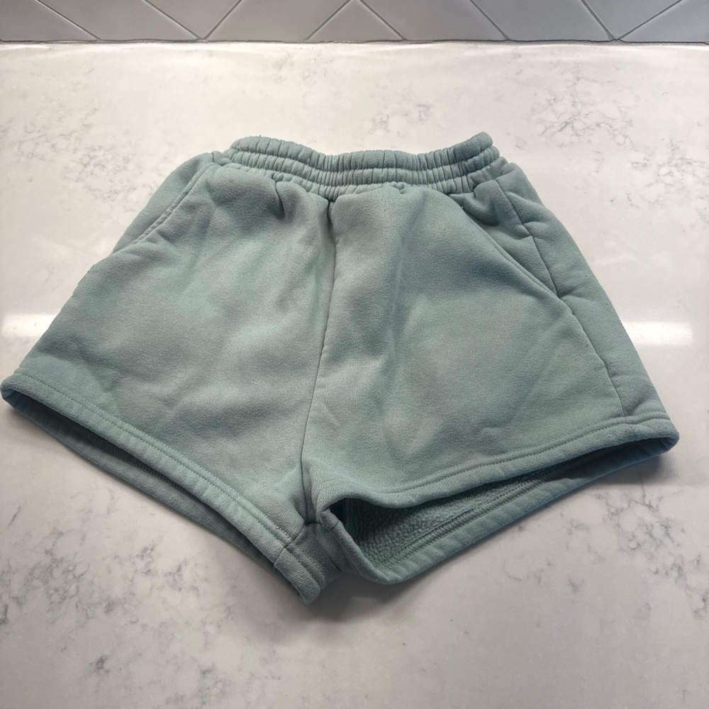 SHEIN Mint Green Athletic Fleece Shorts